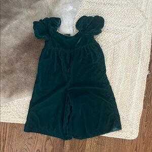 Janie and Jack Deep Green Velvet Romper